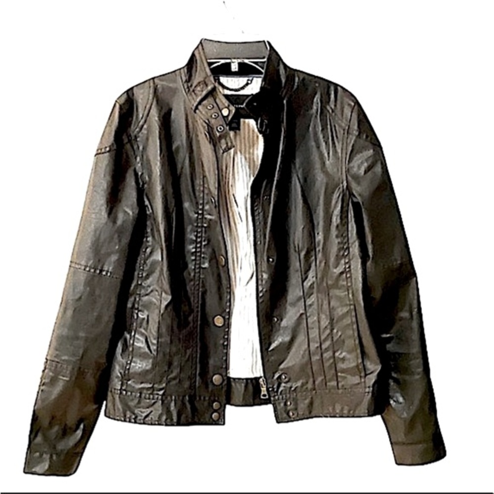 Banana Republic Vegan leather cotton black stretch Lined biker jacket, Size XS